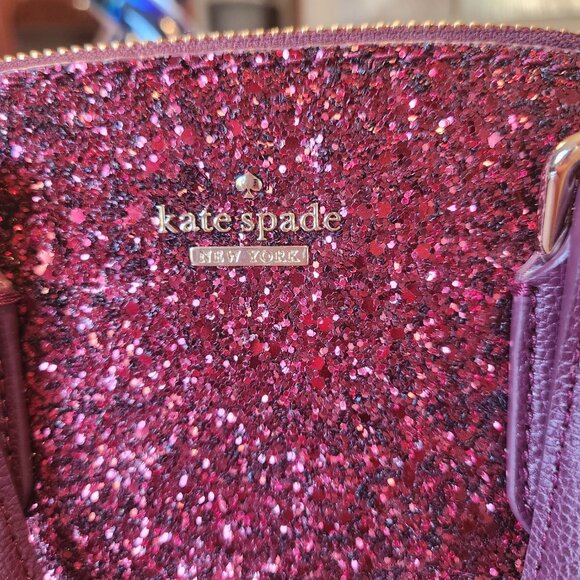 Kate Spade Mini Reiley Laurel Way Glitter Bag Satchel Crossbody in Red Burgundy - Picture 6 of 11